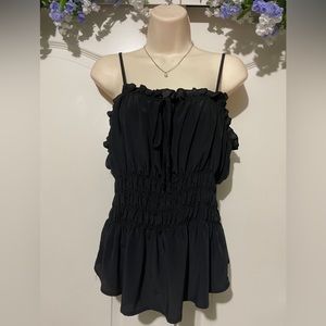 Black Ruched Spaghetti Strap